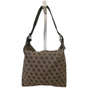 Dooney & Bourke Vintage Monogram Gray & Black Canvas Shoulder Tote GUC